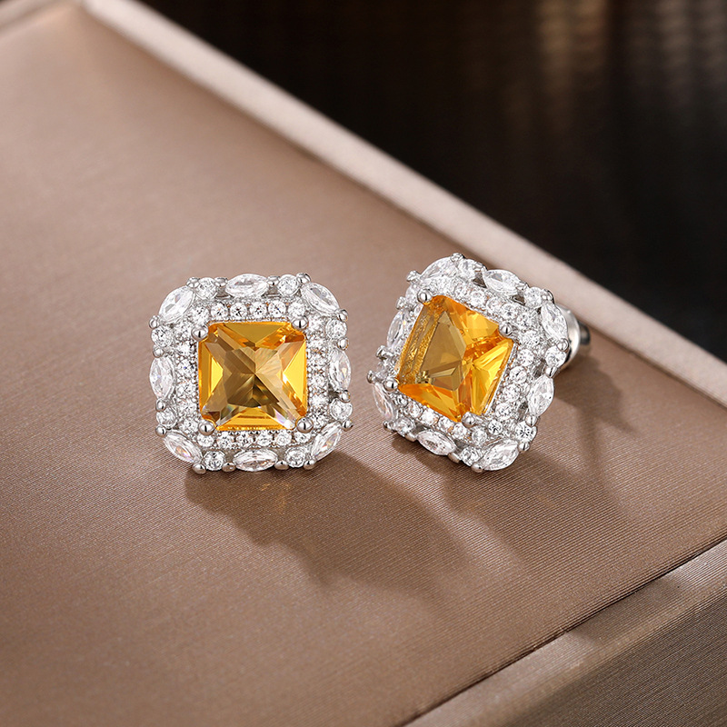 Zircon Crystal Stud Earrings For Men And Women Elegant Style_voghion.com