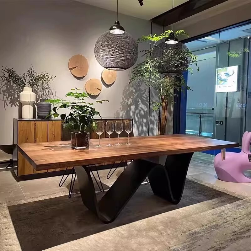Nordic Solid Wood Dining Table for Home Use, Living Room, Vintage Style Long Table, Desk, Designer Creative Workbench, Office Desk Nordic Solid Wood Dining Table for Home Use, Living Room, Vintage Style Long Table, Desk, Designer Creative Workbench, Office Desk