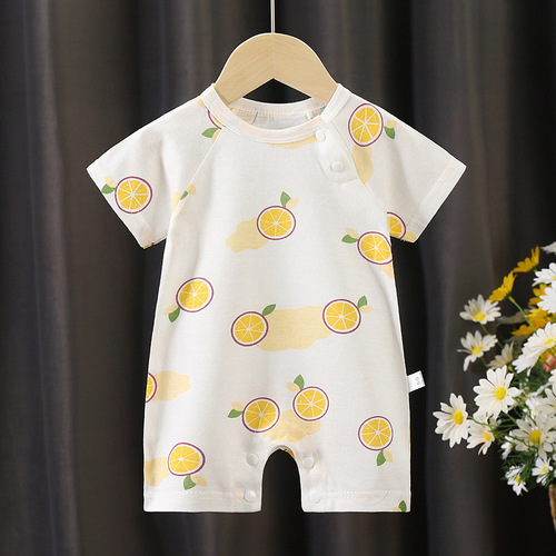 Baby onesie short-sleeve suit for summer, baby clothing, A-class crawling suit, pure cotton, unisex, diaper cover, newborn suit.