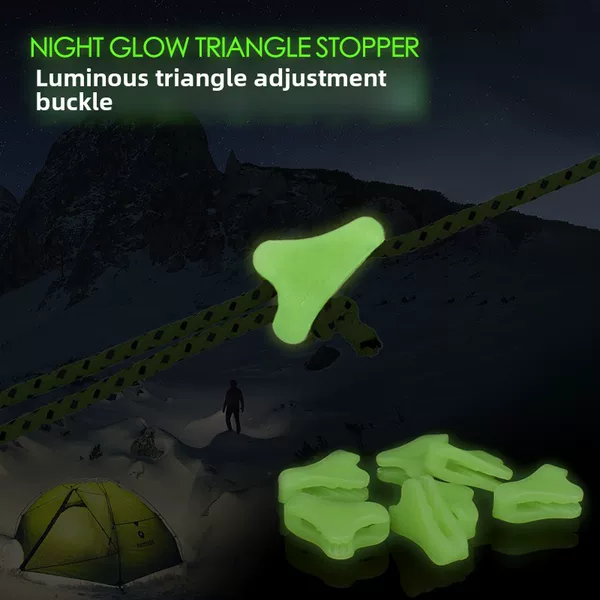 Outdoor Luminous Rope Buckle Fluorescent Self-Luminous Tent Wind Rope Buckle Anti-Slip Adjustment Buckle Plastic Triangle Canopy Accessories