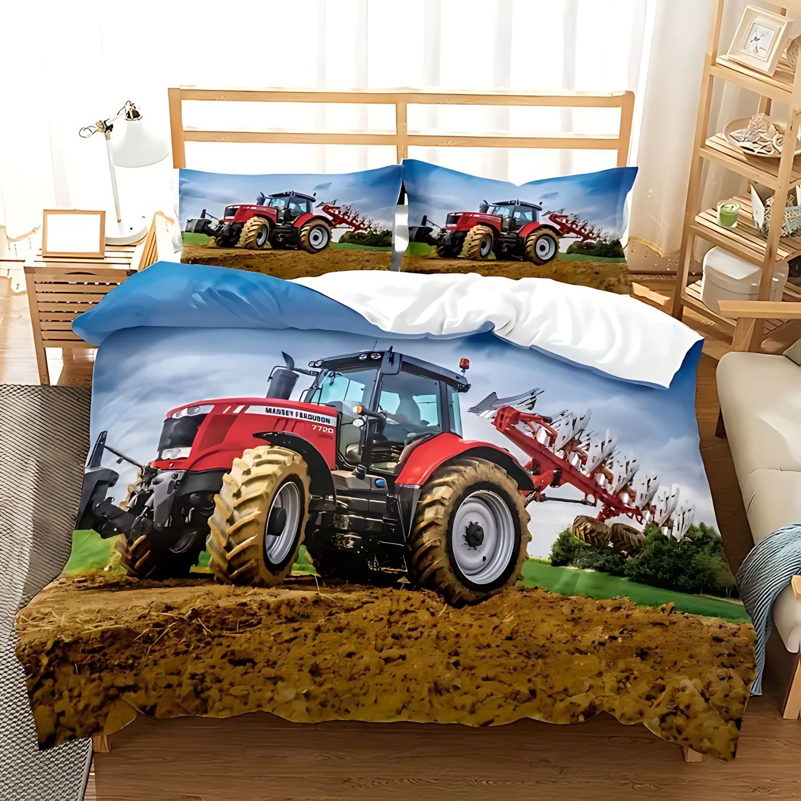 TEMU / JIT comercio exterior transfronterizo diseño de automóviles grandes tractor de moda alta definición digital impresión kit de edredón