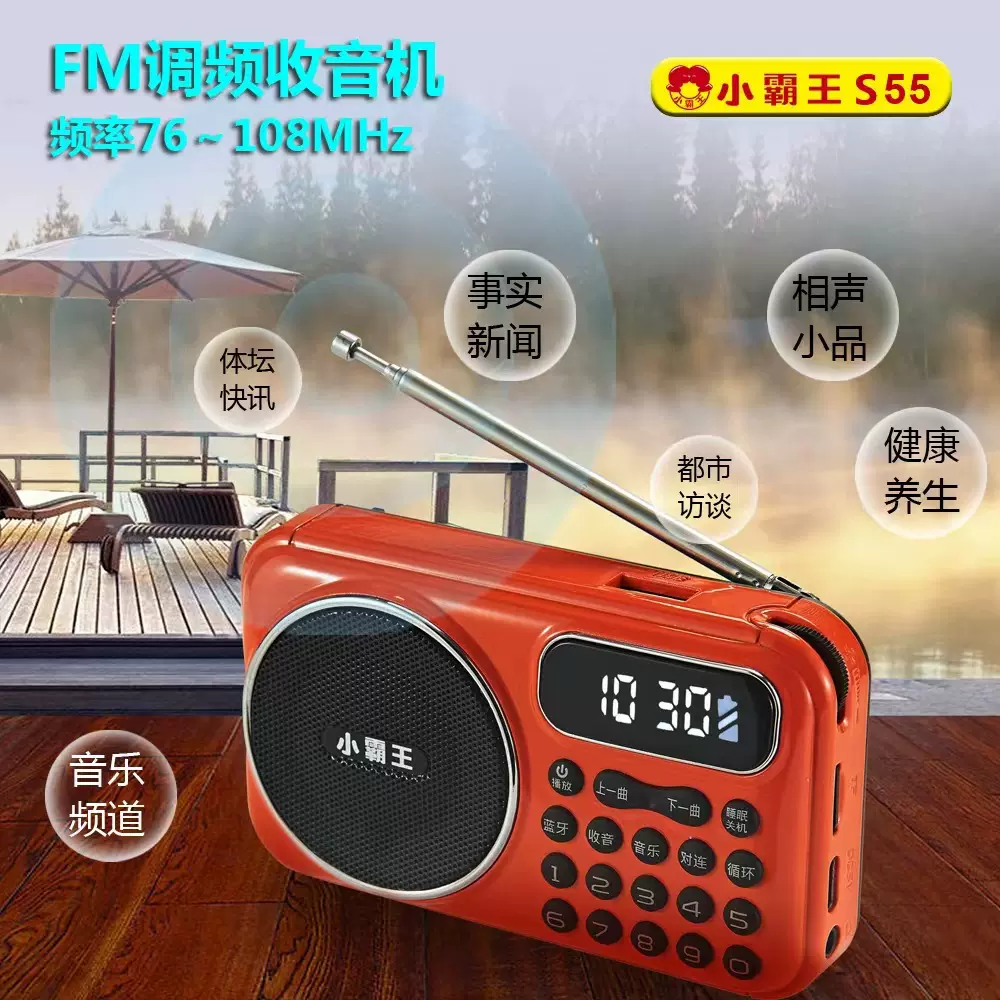 小霸王S55收音机插卡音箱便携式迷你音响老人音乐播放机评书机