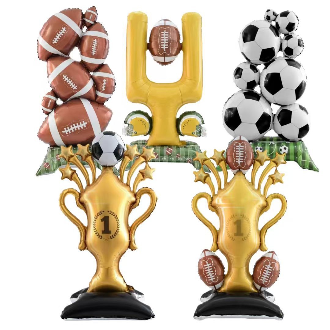 Oversized Standing Football Pile Balloon Standing Trophy Standing Goal Aluminum Foil Balloon Super Bowl Theme Balloon