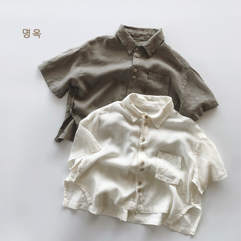 Smooth and cool cotton-feel summer children's thin shirt 2026 boys and girls Korean style trendy short-sleeved top