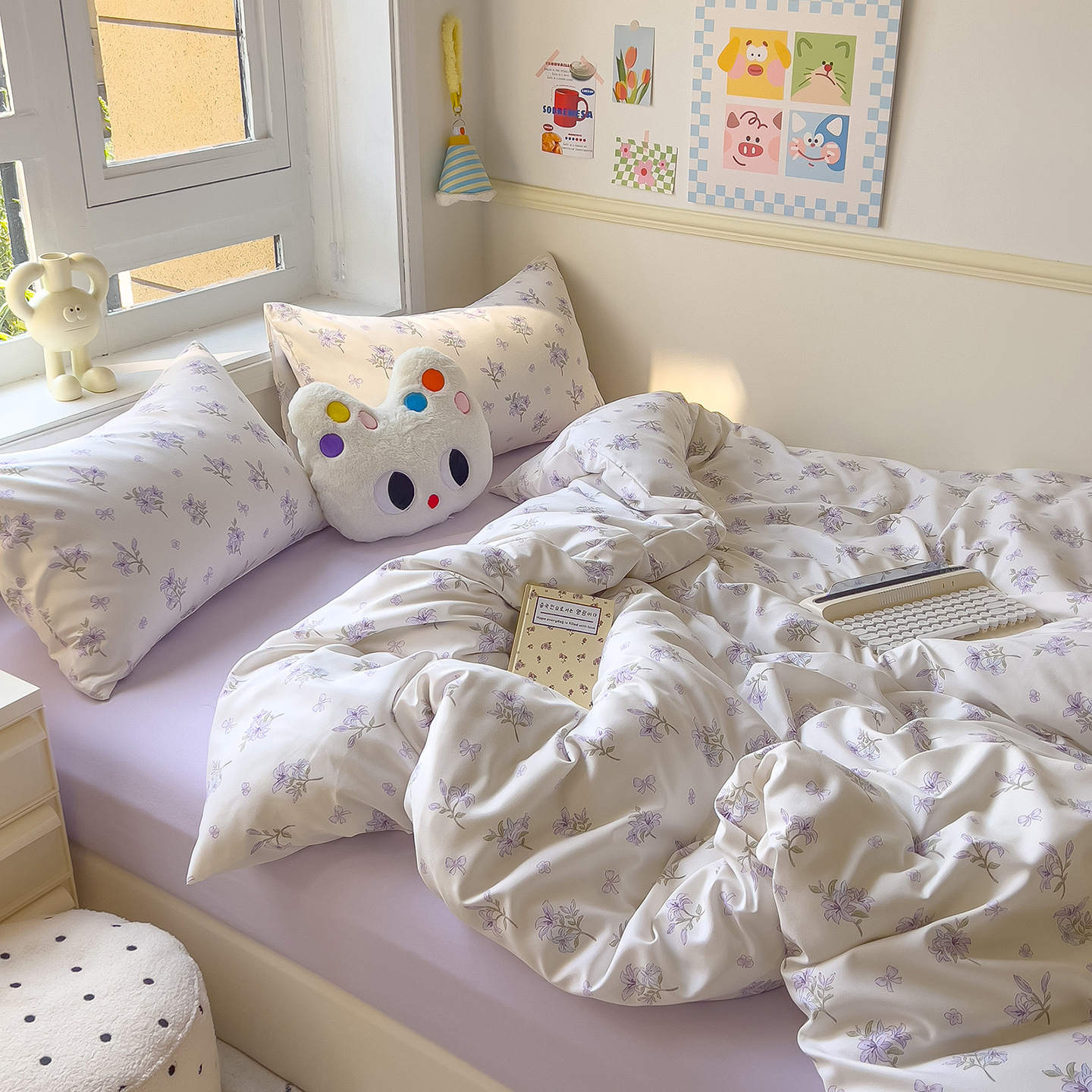 Madre y bebé clase A dormir desnudo algodón cuatro piezas cubierta sábanas de cama super suave cama dormitorio gaza tres piezas