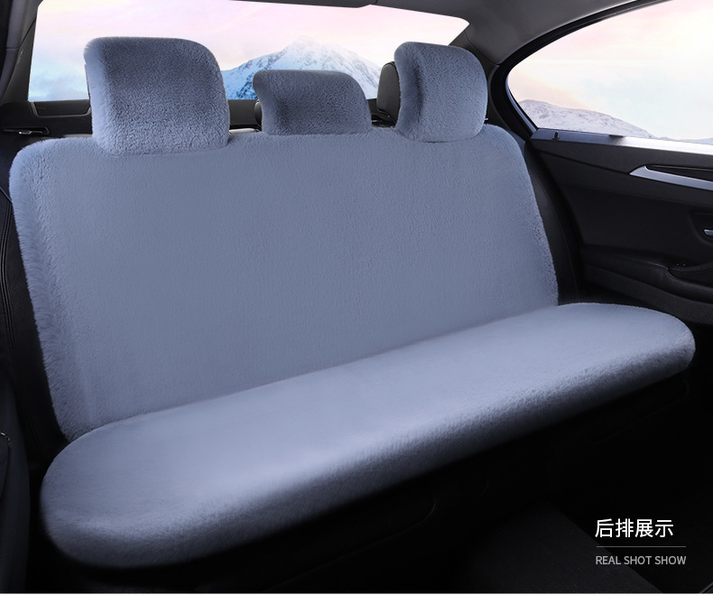 Cross-border 2026 new winter rabbit fur plush seat cushion with lumbar support, thickened car seat pad, car interior seat cushion, non-slip
