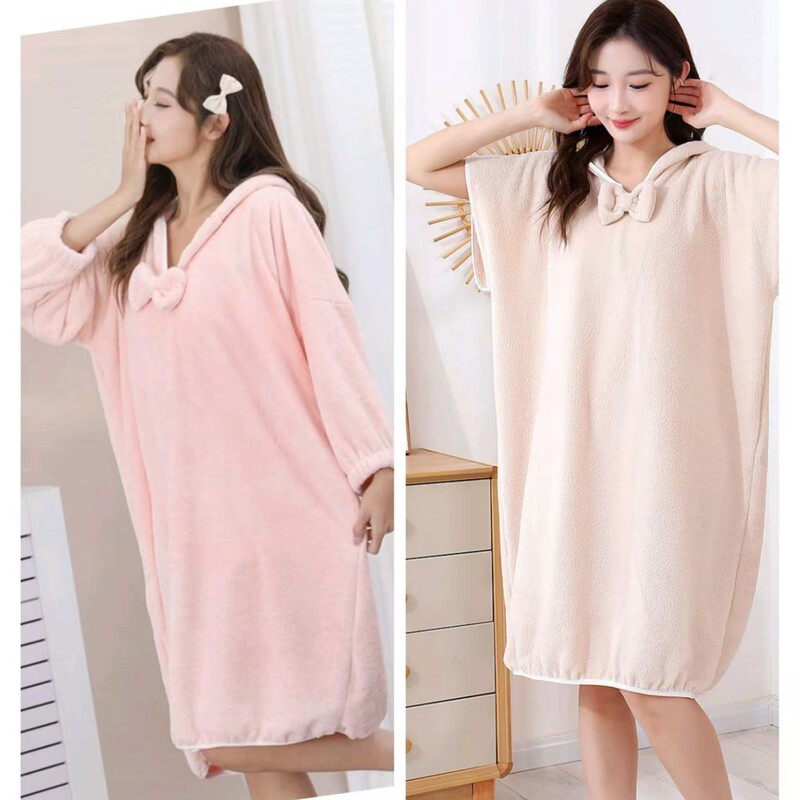 Bathrobe with Hood, Coral Fleece Wearable Bath Towel, Extra Long and Thick Bath Skirt, Long-Sleeved Bathrobe, In-Stock Bath Towel, Bathrobe Factory Bathrobe with Hood, Coral Fleece Wearable Bath Towel, Extra Long and Thick Bath Skirt, Long-Sleeved Bathrobe, In-Stock Bath Towel, Bathrobe Factory