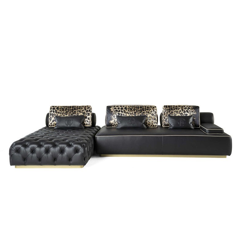 Italian lightweight luxury Roberto Cavalli imported top-layer leather flat-level combination zipper sofa customization