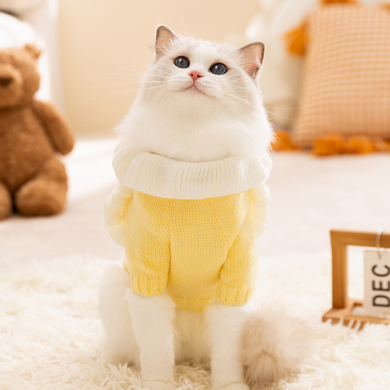 Otoño y invierno felino camiseta de punto felino sin pelo engrosado calentamiento lindo vestido de princesa suéter perro mascota ropa de gato