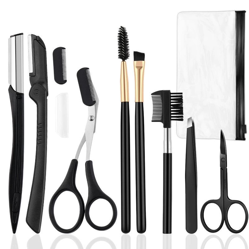 Eyebrow Trimming Kit, multi-piece grooming set with anti-scratch trimmer & precision tweezers