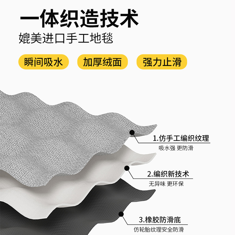 萌趣动物仿亚麻浴室地垫卫生间吸水防滑门口脚垫亚麻编织地毯源头|undefined