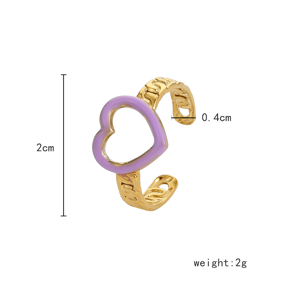 Titanium Steel Material Wholesale Jewelry Fashion Leaf Heart Shape Flower Titanium Steel 18K Gold Plated Plating Open Ring