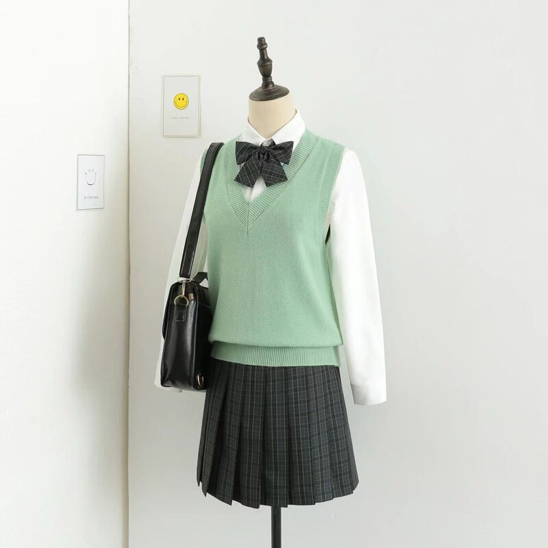 JK 制服セーターカーディガン卸売ベーシックジャケット女性の秋と冬のカレッジスタイルニットセータージャケット V ネック|undefined