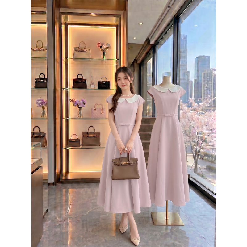 Miss Windsor/French-Style Waist-Cinching Doll Collar Dress Hepburn High-End Princess Gown Miss Windsor/French-Style Waist-Cinching Doll Collar Dress Hepburn High-End Princess Gown