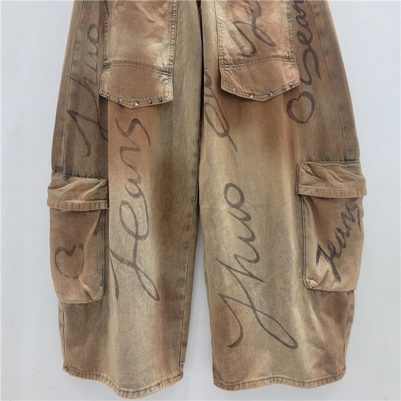 2026 principios de otoño nuevo color café de bolsillo maciajeans jeans de personalidad de mujer jeans
