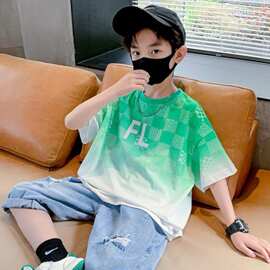 童装夏季男童夏装中大童纯棉短袖t恤儿童宽松印花衫学生时尚上衣
