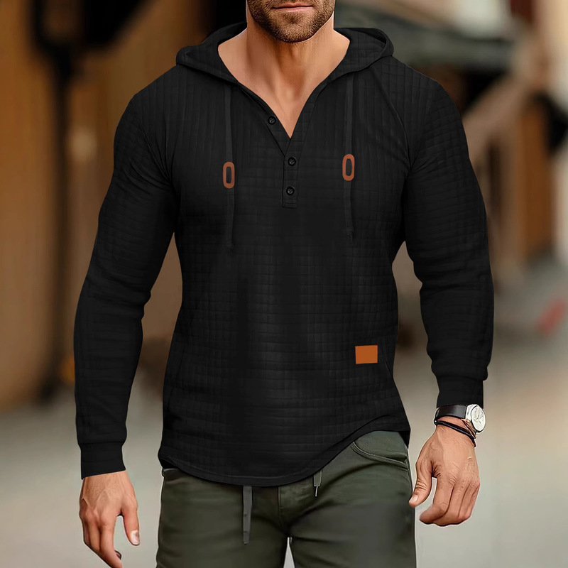 Autumn and Winter New European and American Men's Jacquard Sweatshirt Long-Sleeved Hoodie Warm Color Hooded Sweatshirt