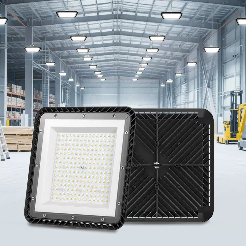 新款方型LED线性高舱顶灯仓库车库工厂高棚吊灯跨境防水DOB工矿灯