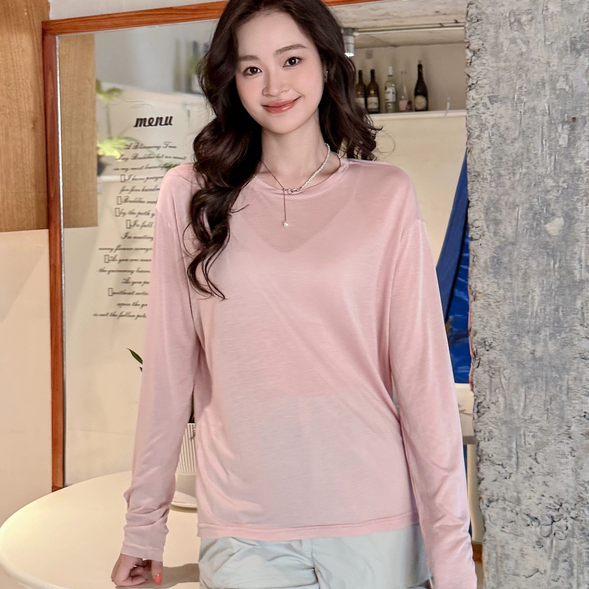 Long-sleeve, summer ultra thin base T-shirt, oversize