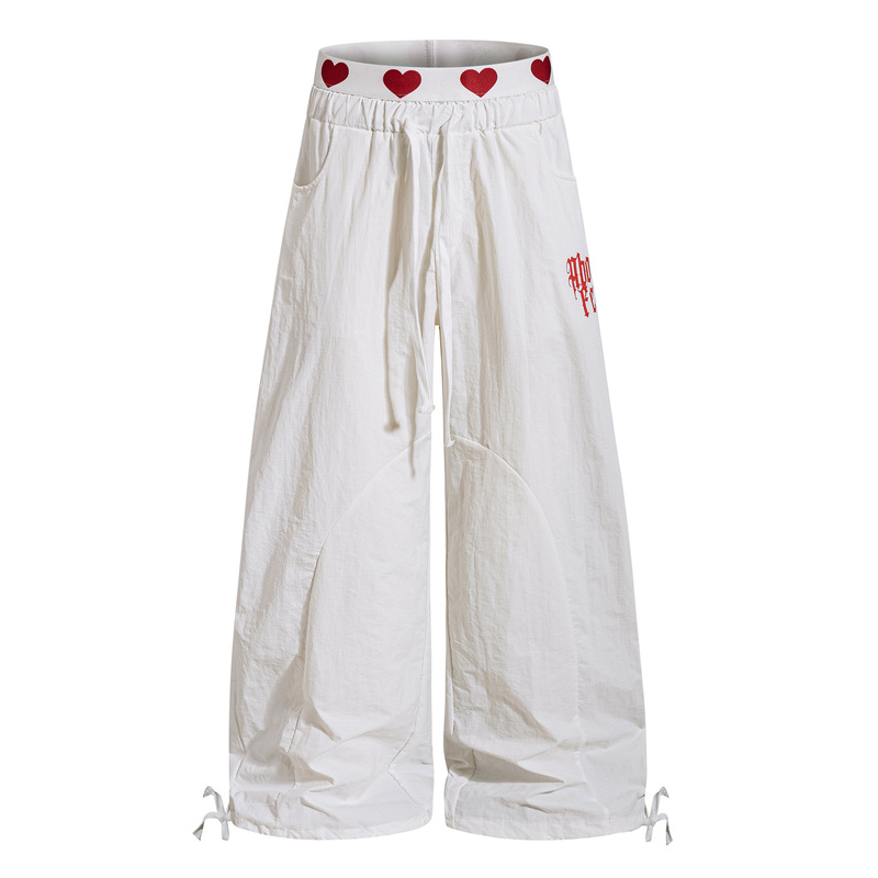 Zongchi Clothing American Retro Style Trendy Design Heart Embroidery Unique Versatile Unisex Summer Loose Slimming Casual Pants