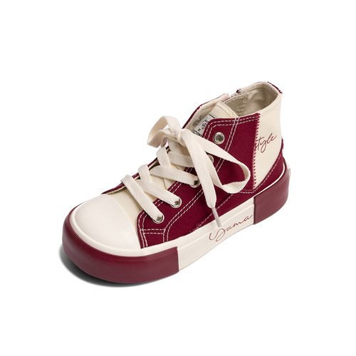 TheCBC [Andy Aesthetics] Children's Canvas Shoes | Spring and Autumn New Boys and Girls Side Zipper High Top 240061