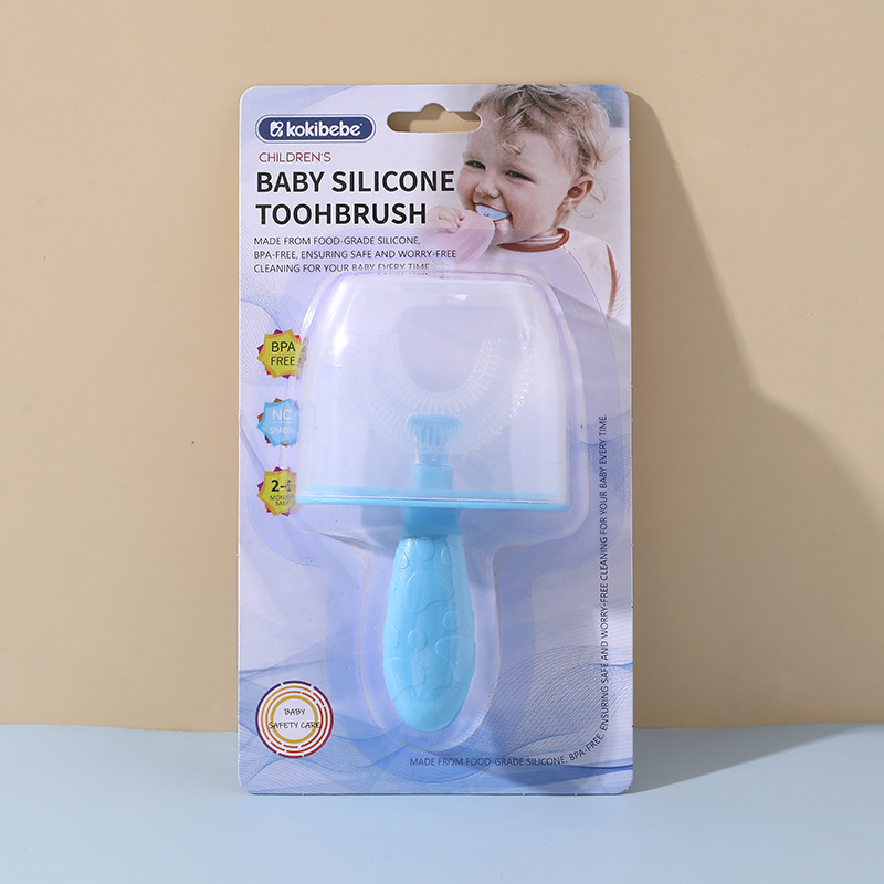 Cepillo de dientes de silicona para niños de 2 a 6 años, cepillo de dientes para limpieza de bebés, cepillo de dientes doméstico para proteger las encías, cepillo de dientes de dibujos animados con forma de U, cepillo de dientes de cerdas suaves.