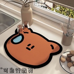 Home Coffee Maker Mat Kitchen Countertop Mat Simple Cute Cartoon Desk Mat Tech Fabric Absorbent Dry Drain Water Mat