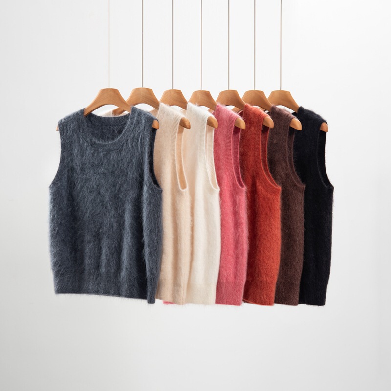 Pure Cashmere Sweater Brushed Women's Round Neck Vest Soft and Skin-Friendly Camisole Autumn and Winter New Pure Color Shirt Pure Cashmere Sweater Brushed Women's Round Neck Vest Soft and Skin-Friendly Camisole Autumn and Winter New Pure Color Shirt