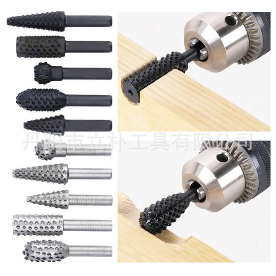 Group suit 5 pieces Black woodworking wolf tooth stick rotary file electric grinding head tool DIY grinding tool accessories set