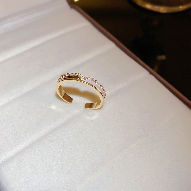 Anillo de apertura de espiga de circonio de vintage medieval anillo de todo fósforo de nicho femenino joyería de alta gama de lujo ligero retro