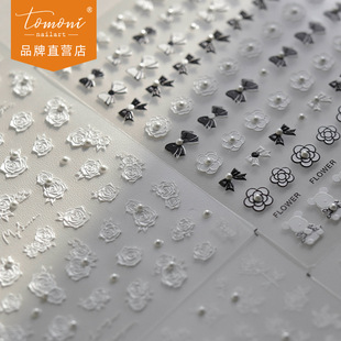 tomoni Crystal Diamond Nail Art Stickers Explosions Japanese Vintage Nail Stickers Factory Wholesale Pearl Bow 2892