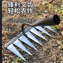 锄头除草耙子农具锄草锄根耙子翻地松土神器六齿钉耙钢耙 农用工