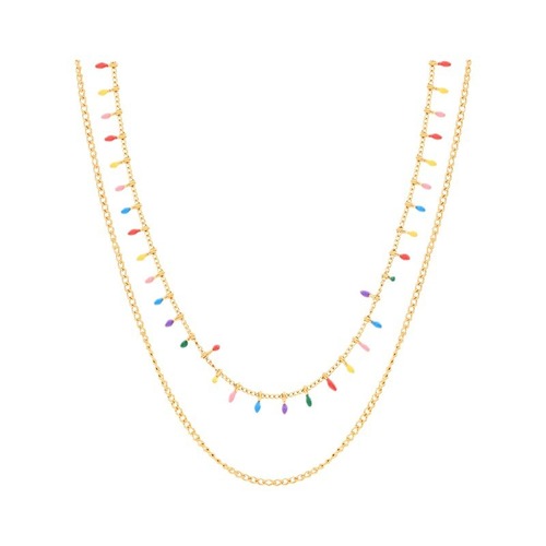Colorful enamel craft necklace for women, double-layer titanium steel, unique design, niche clavicle chain, new trendy jewelry