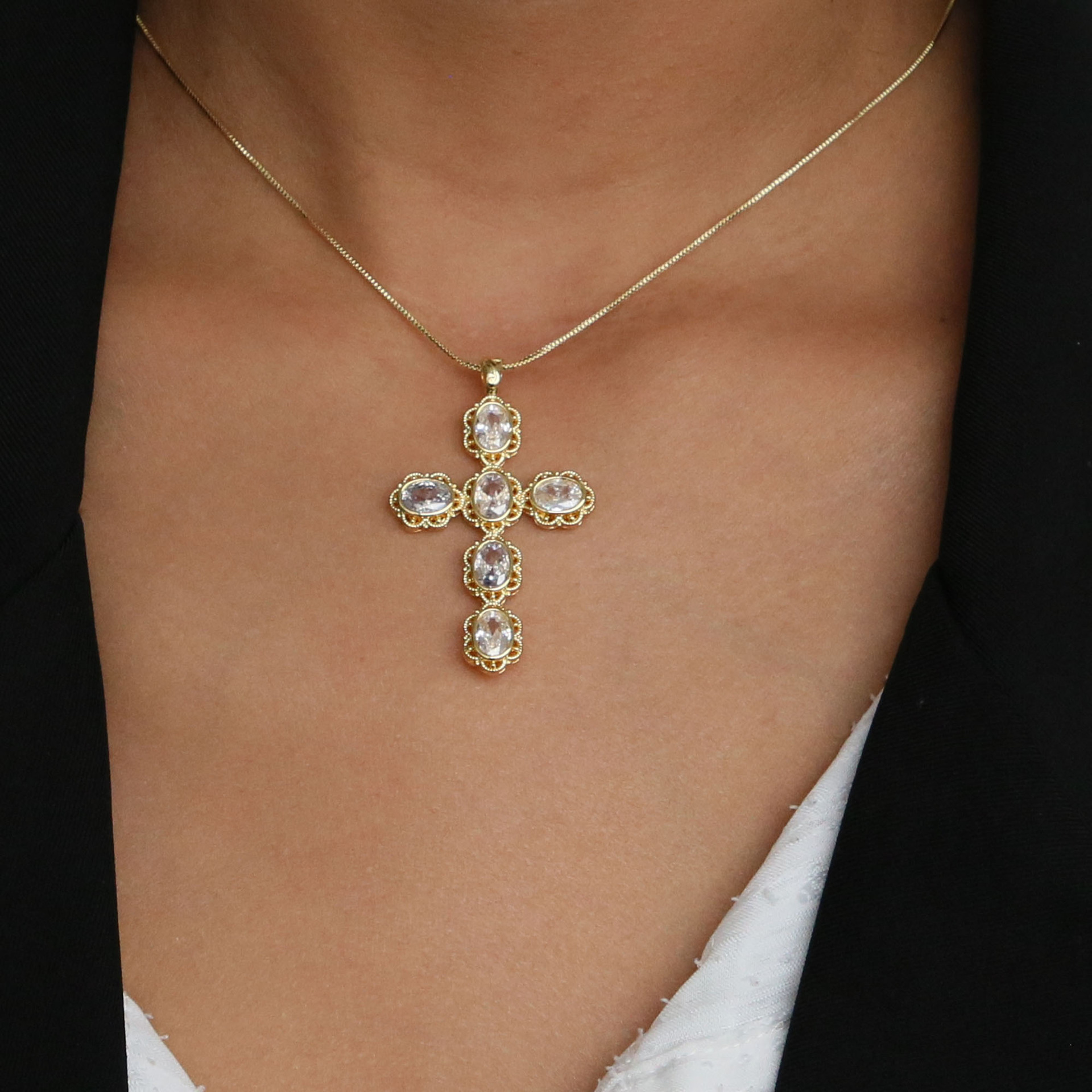 Copper Simple Style Plating Cross Pendant Necklace display picture 10