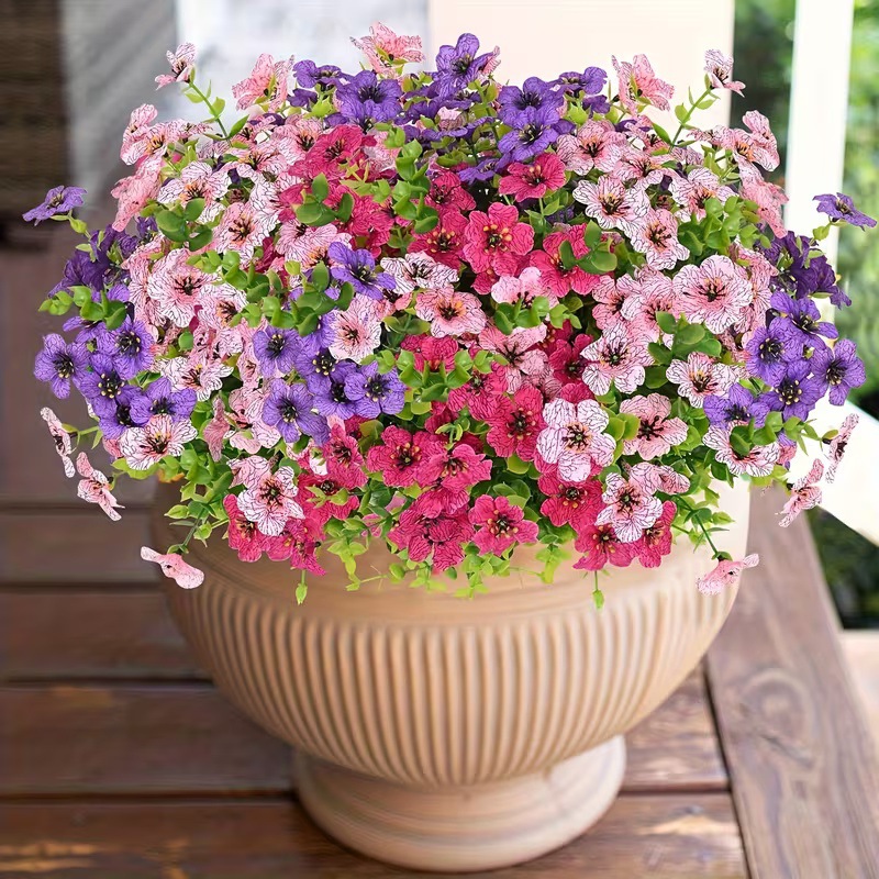 제조업체의 기성품 인조 꽃 유칼립투스 바이올렛 아마존 해외 직구 인기 상품 인조 꽃다발 메쉬 꽃 장식