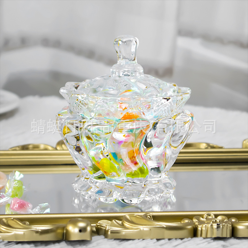 New European-Style Crystal Glass Box Christmas Decoration Jar Candy Jar Jewelry Storage Box Candy Jar