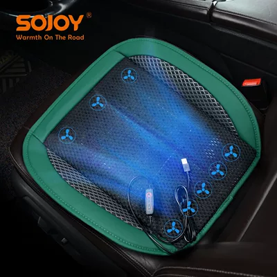 Promotional [Drop Shipping] Xinchu Car Ventilation Seat Cushion USB Fan Seat Cushion Home and Car Dual-Use Air Conditioning and Refrigeration (Multi-function pad) - usb-green-8-fan-square-pad
