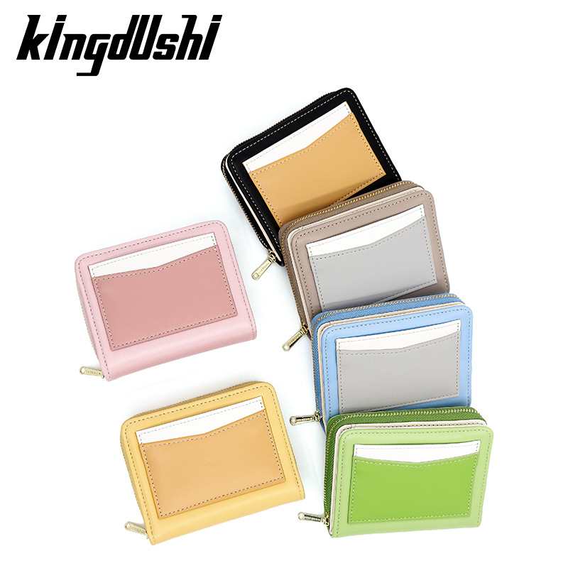 Nueva Cartera de mujer de moda simple multi-funcional contraste color monedero titular de la tarjeta hebilla de dos veces la cartera corta de las mujeres