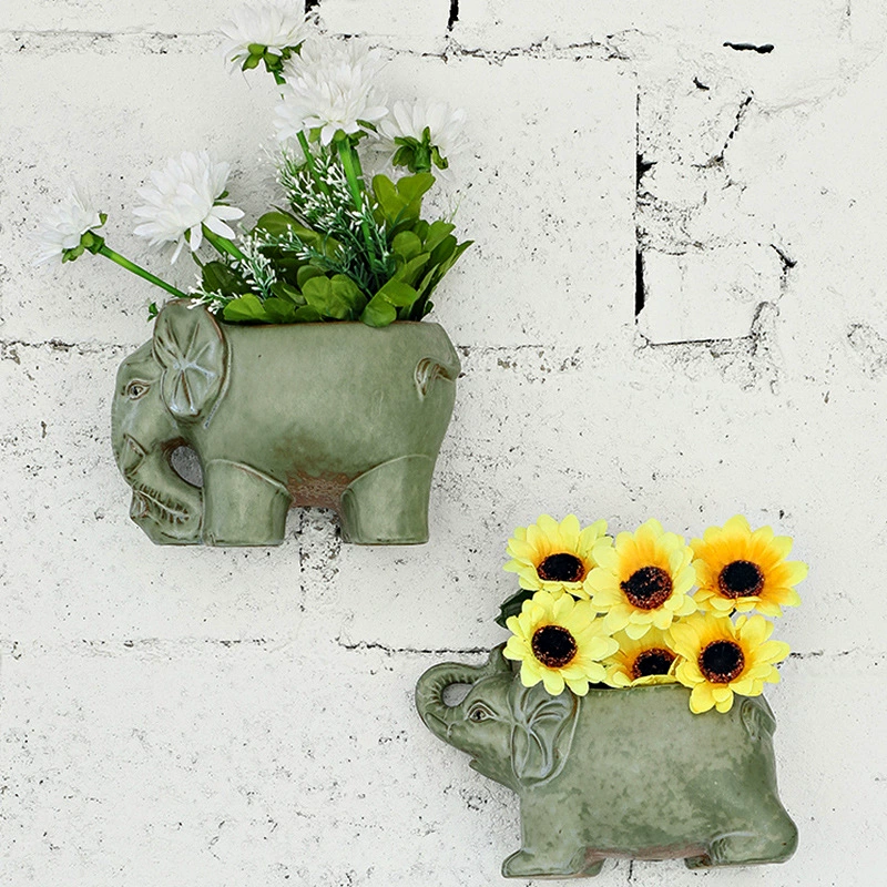 Настенный цветочный горшок Керамическая зеленая Роза Висит мясистый Европейский Креативный балкон Двор Висит декоративный цветочный сосуд