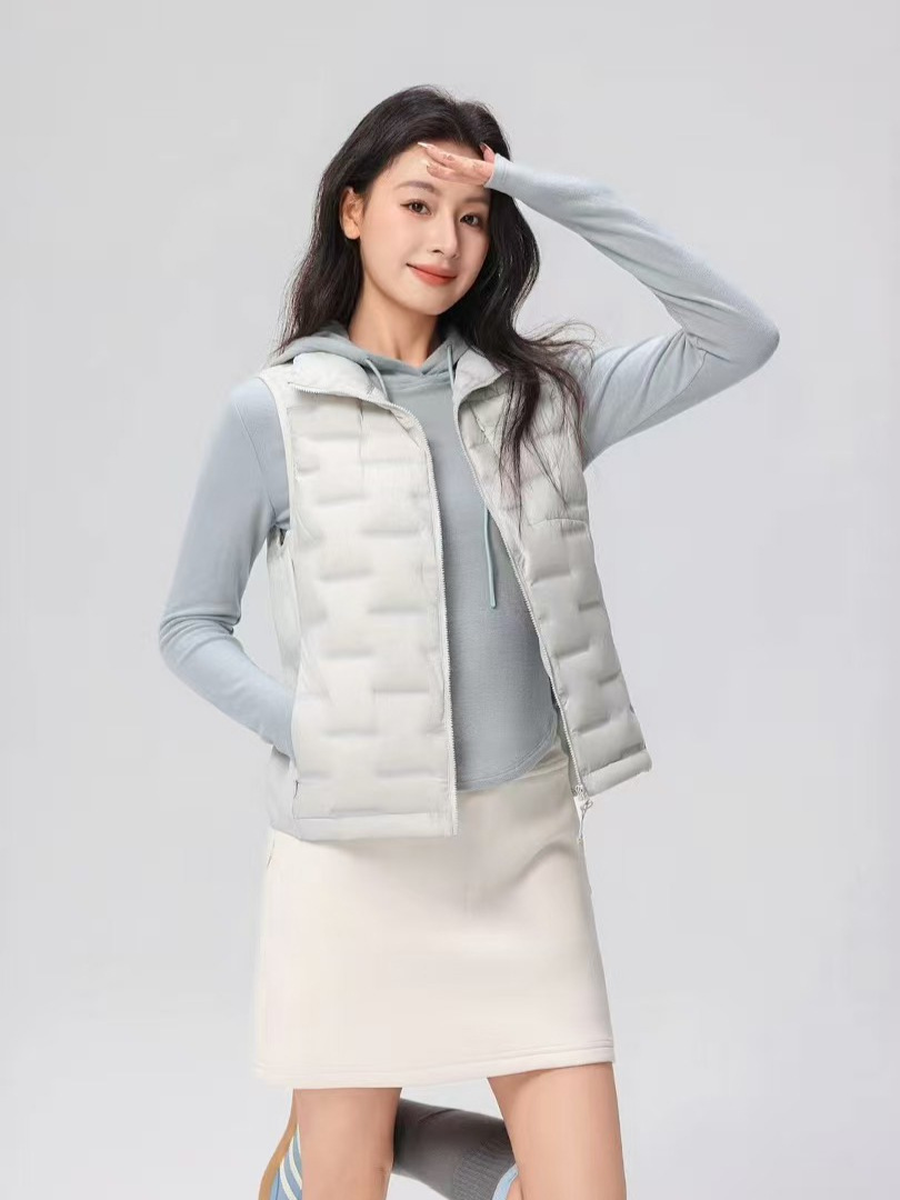 Pinghu chaqueta de pluma de mujer chaleco 90 lana nuevo tipo ligero otoño y invierno de moda casual abrazadera de caballo universal chaleco cálido abrigo