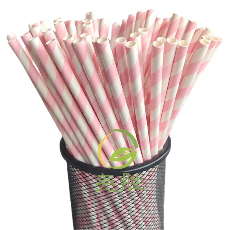 Desechables biodegradables paja de papel Kraft raya colorida decoración del partido postre pastelería bar bebida paja