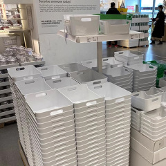 ホーム収納ボックス長方形プラスチック小ボックス白いミニ蓋なしデスクトップ整理収納ボックス無印ホーム