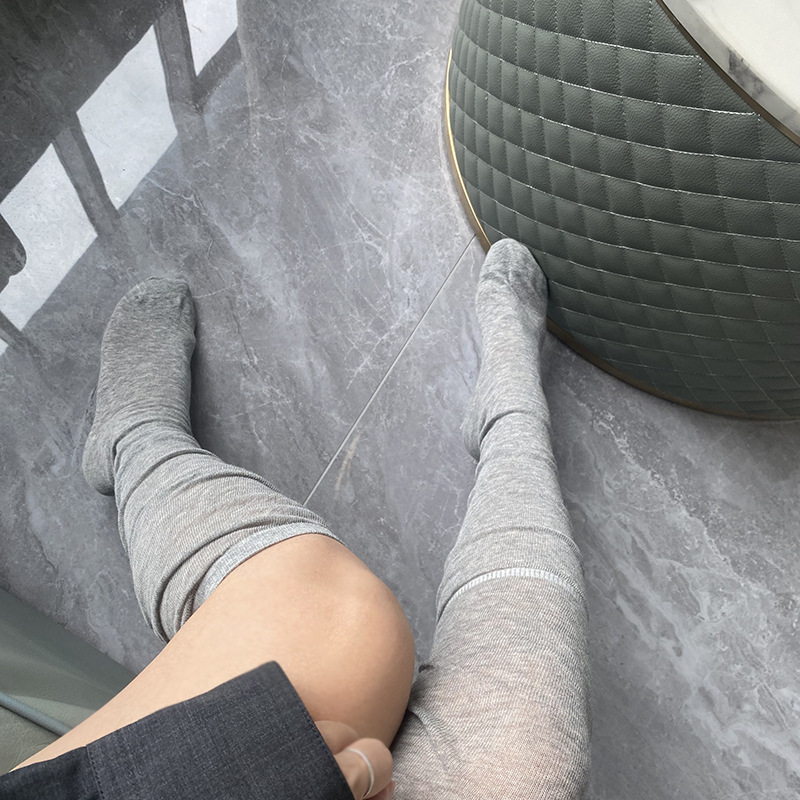 Autumn new Korean net pleated stockings thin pure wind sweet stitching over the knee high tube piled stockings female manufacturers