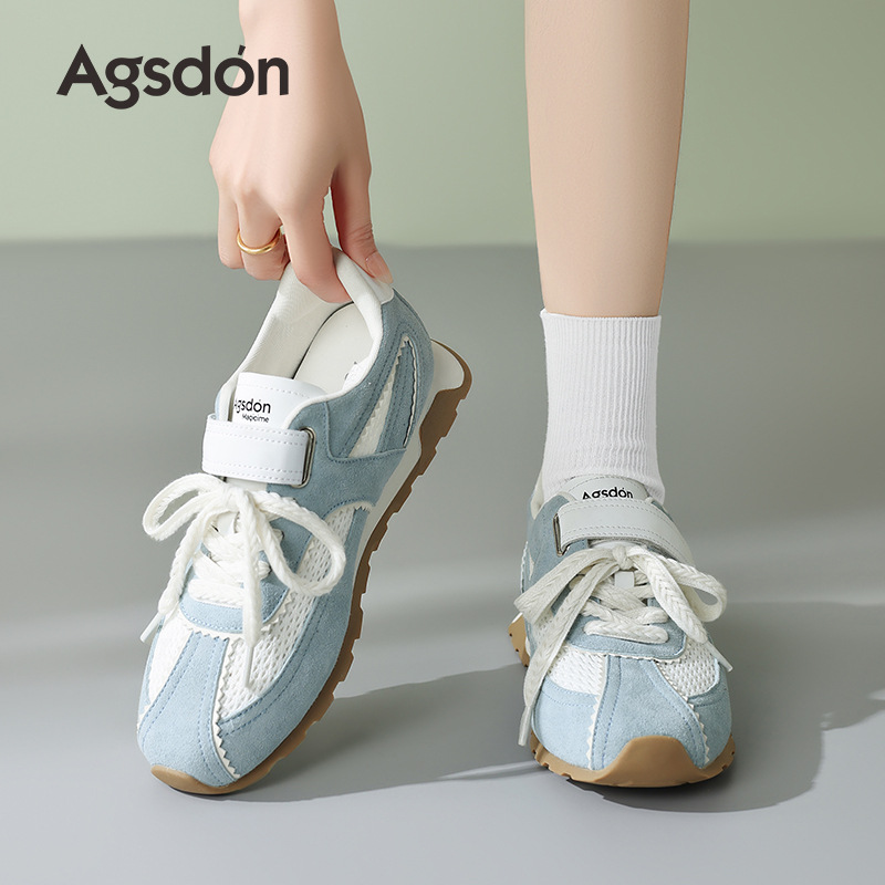 Augu Lion Blue Zapatos de entrenamiento para mujeres 2025 otoño nuevo estilo de ballet de suela gruesa Gump zapatos de skate casuales