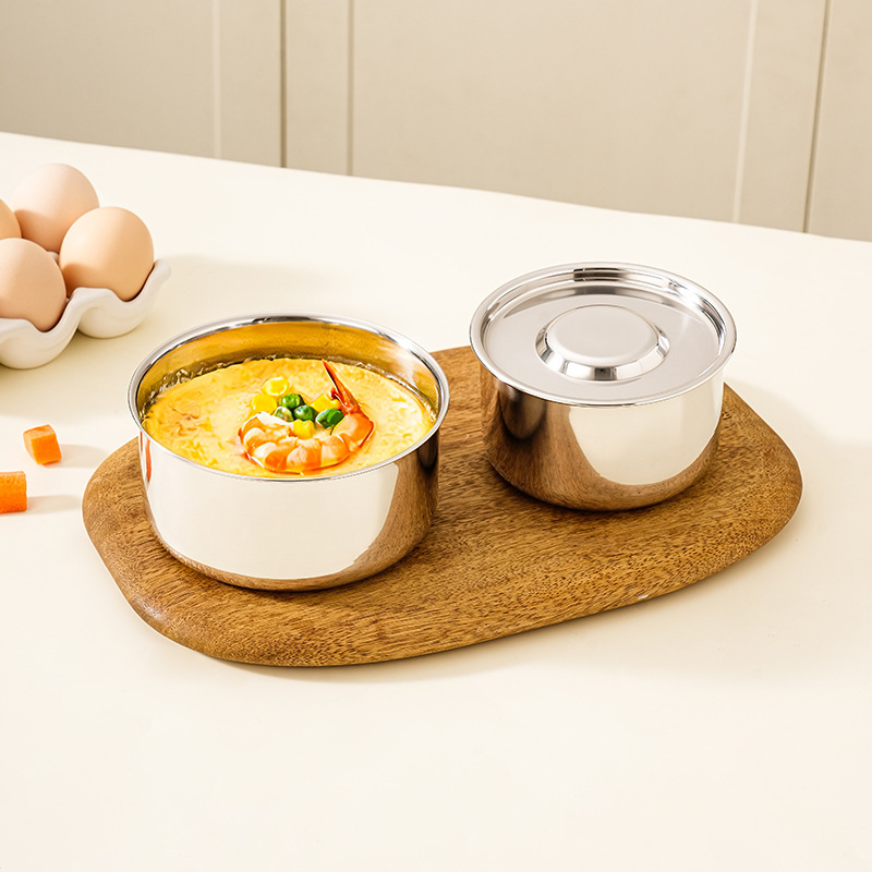 Hongjun Da 316 Stainless Steel Egg Steaming Bowl, Household Soup Bowl, Round Steaming Bowl with Lid, Stew Pot, Special Bowl for Steaming Egg Custard Hongjun Da 316 Stainless Steel Egg Steaming Bowl, Household Soup Bowl, Round Steaming Bowl with Lid, Stew Pot, Special Bowl for Steaming Egg Custard