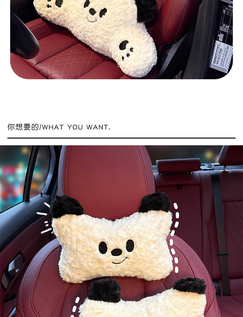 Car Headrest, Neck Pillow, Creative and Cute Female Driver's Driving Lumbar Support, a Pair of Car Pillows, Car Seat Pillows