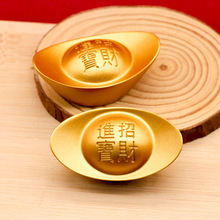 黄铜元宝实心沙金仿铜摆件仿真工艺品聚宝盆缸客厅装饰品招财进宝