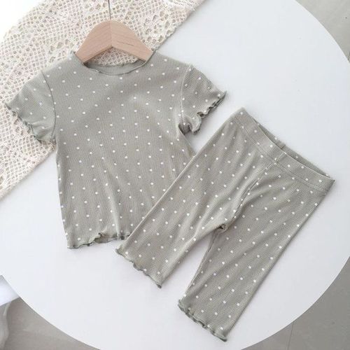Children's air-conditioned clothing set home baby short-sleeved pajamas summer new style girls can wear T-shirt two-piece set trendy