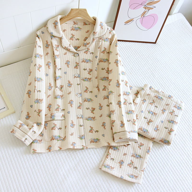 月子服春秋純綿産後秋冬空気綿妊婦授乳パジャマ産婦授乳家庭服