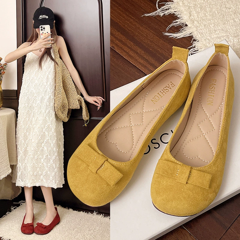 Туфли-балетки Fairy Shoes, нежные вечерние туфли на плоской подошве, весна-осень 2025, новый корейский стиль, бант, круглый носок, для женщин
